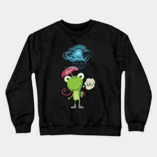 GREEN FROG WITH PINK UMBRELLA UNDER THE RAIN (hiks!) let's wibit! Crewneck Sweatshirt